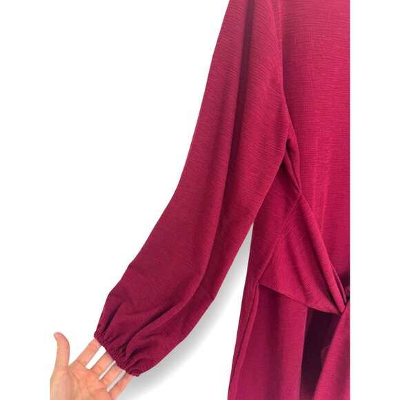 Size 2XL 18 20 Rose Tie-Front Short Dress Lantern Sleeves Spring Party Plus Size - Picture 3 of 5